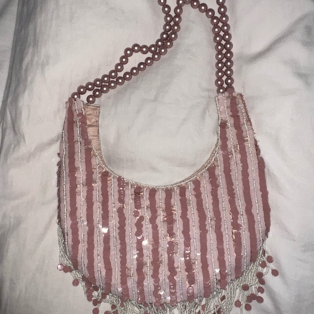 Elegant Pink Beaded Women's Bag